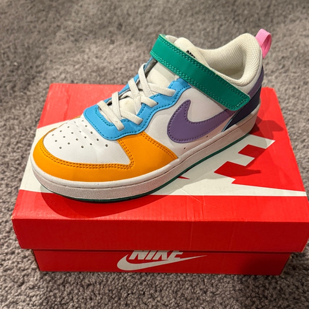 Nike Kids Orange, Blue, and Purple Sneakers